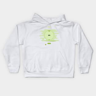 Green Apple in a splash of juice Kids Hoodie